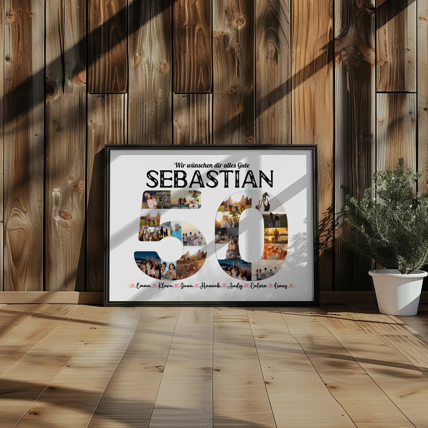 Individuelles Poster 50 Geburstag mit Name & Fotos in Zahlen