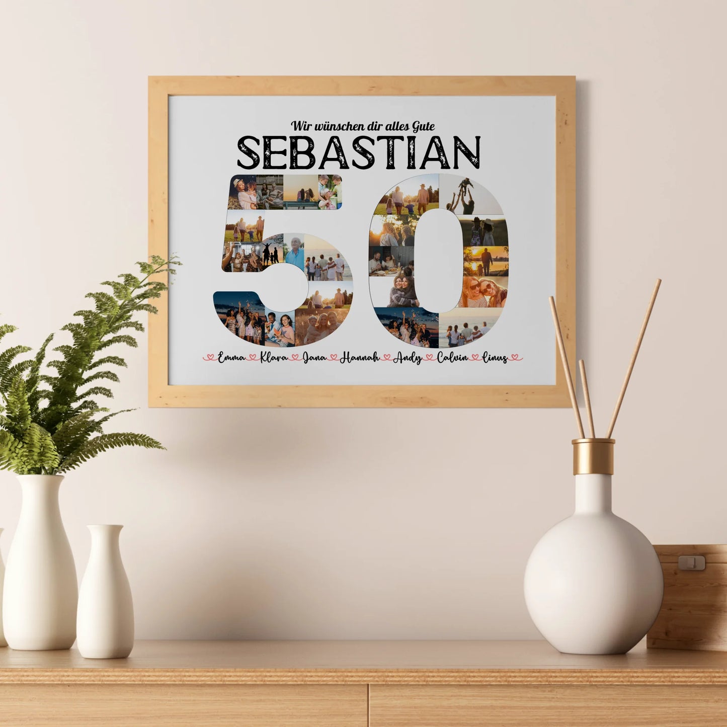 Individuelles Poster 50 Geburstag mit Name & Fotos in Zahlen