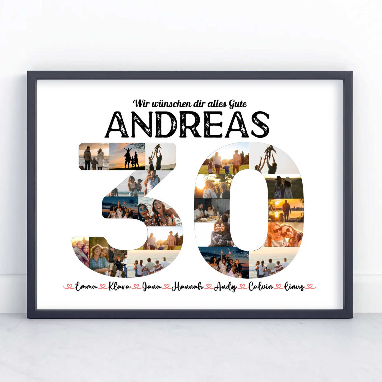 Personalisiertes Poster 30 Geburstag mit Name & Fotos in Zahlen