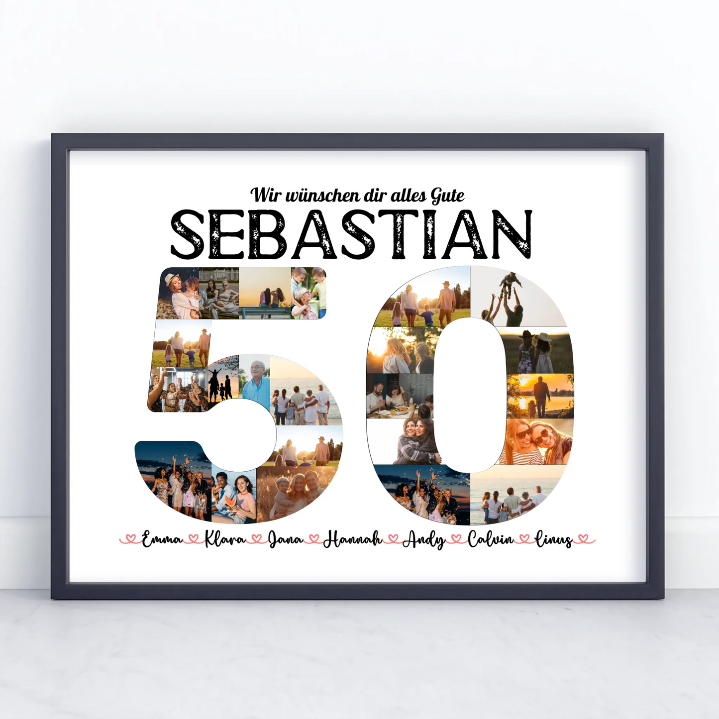Individuelles Poster 50 Geburstag mit Name & Fotos in Zahlen