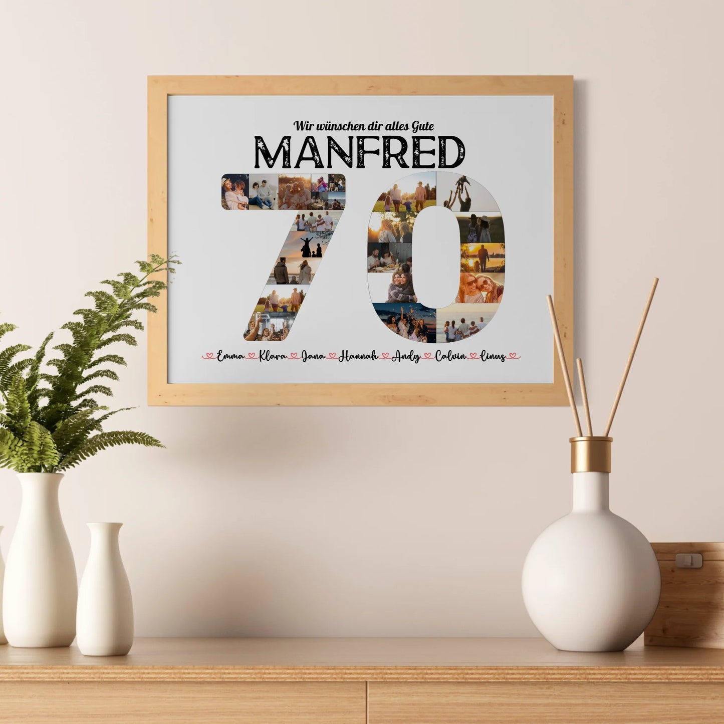 Poster Geschenk 70 Geburstag mit Name & Fotos in Zahlen