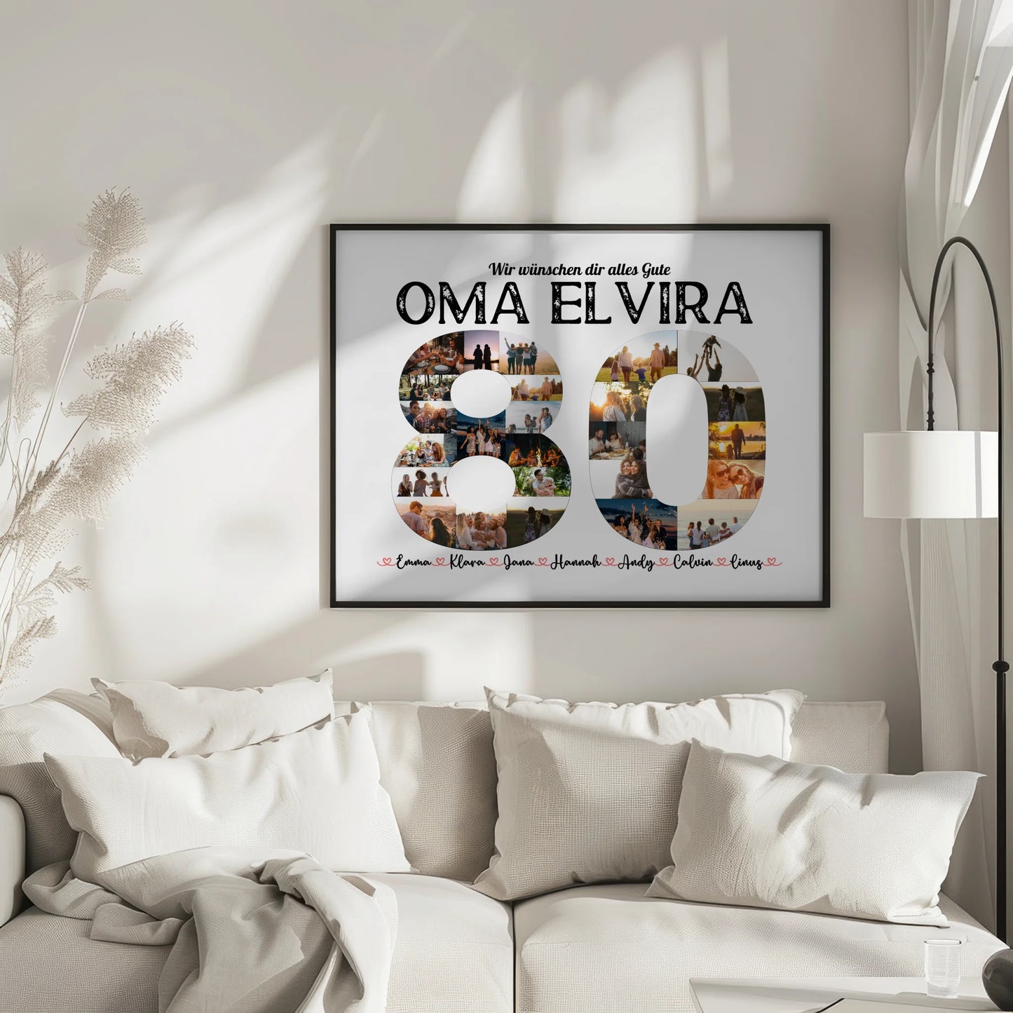 Eigenes Design Poster 80 Geburstag mit Name & Fotos in Zahlen