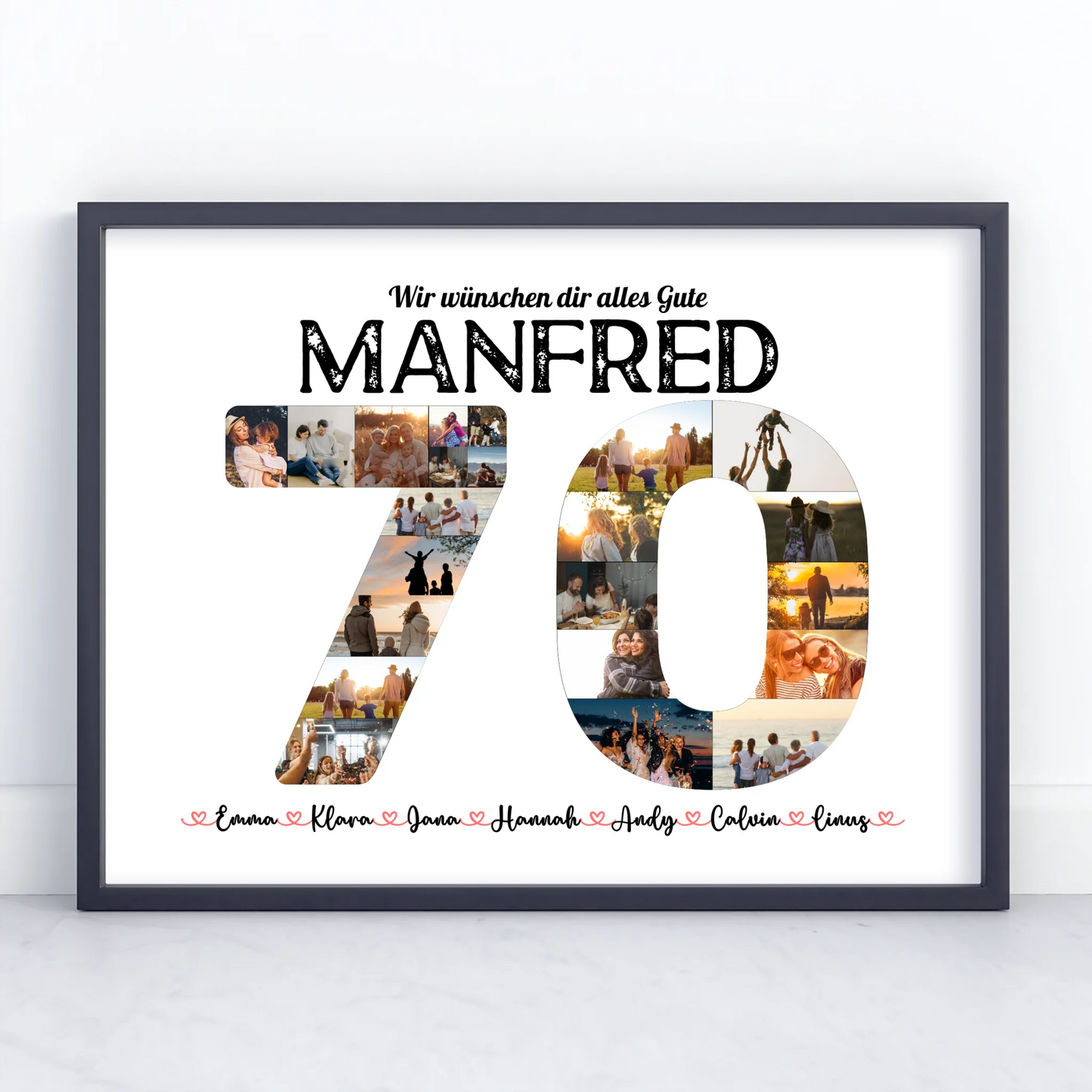 Poster Geschenk 70 Geburstag mit Name & Fotos in Zahlen