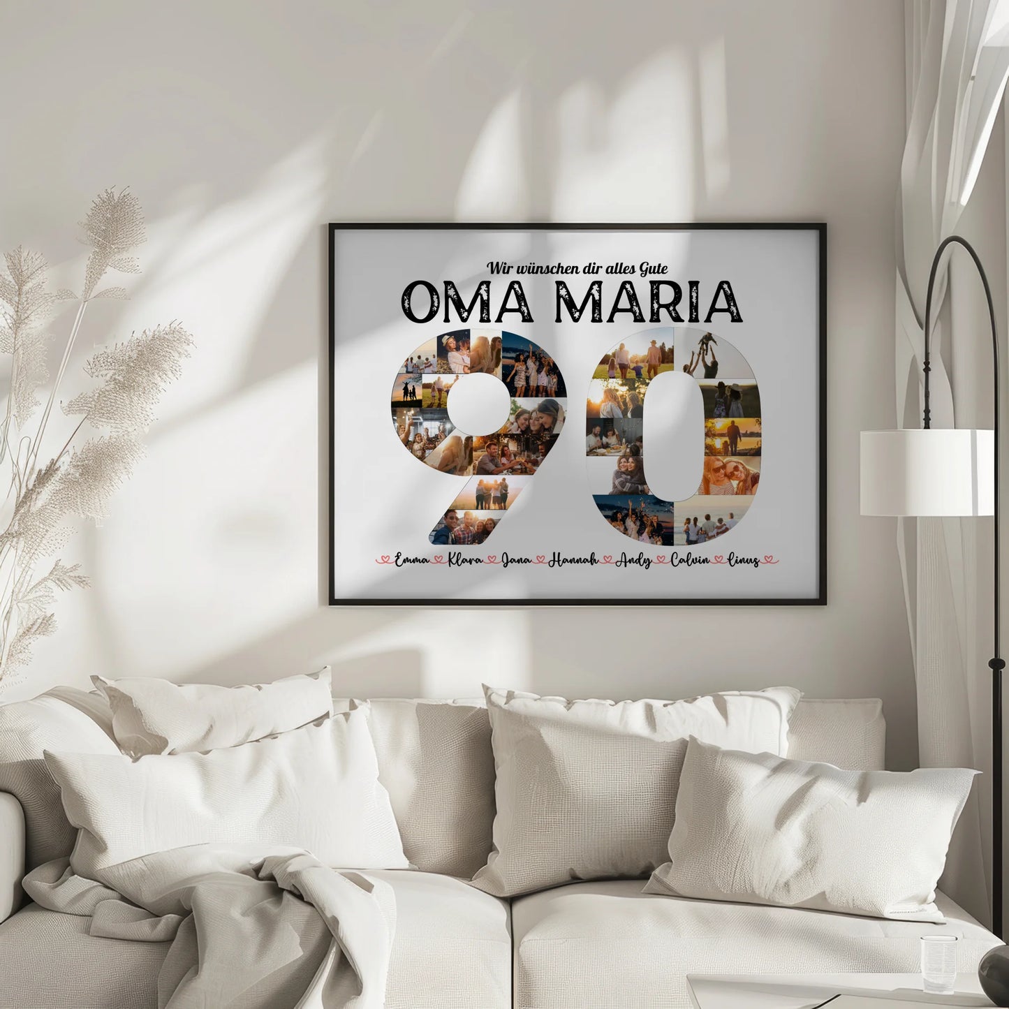 Geschenkposter individuell 90 Geburstag mit Name & Fotos in Zahlen