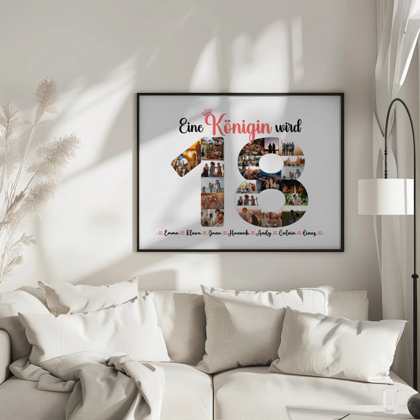 Poster als Geschenkidee Königin wird 18 Geburtstag mit Fotos in Zahlen