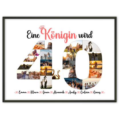 Poster personalisiert Königin wird 40 Geburtstag mit Fotos in Zahlen