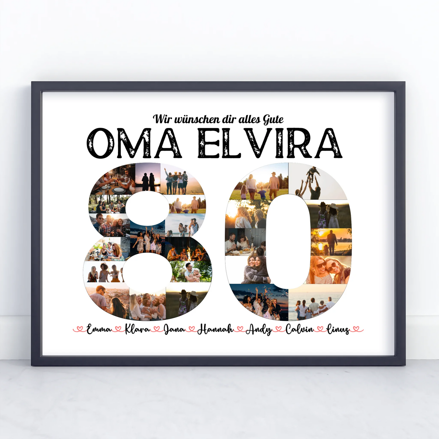Eigenes Design Poster 80 Geburstag mit Name & Fotos in Zahlen