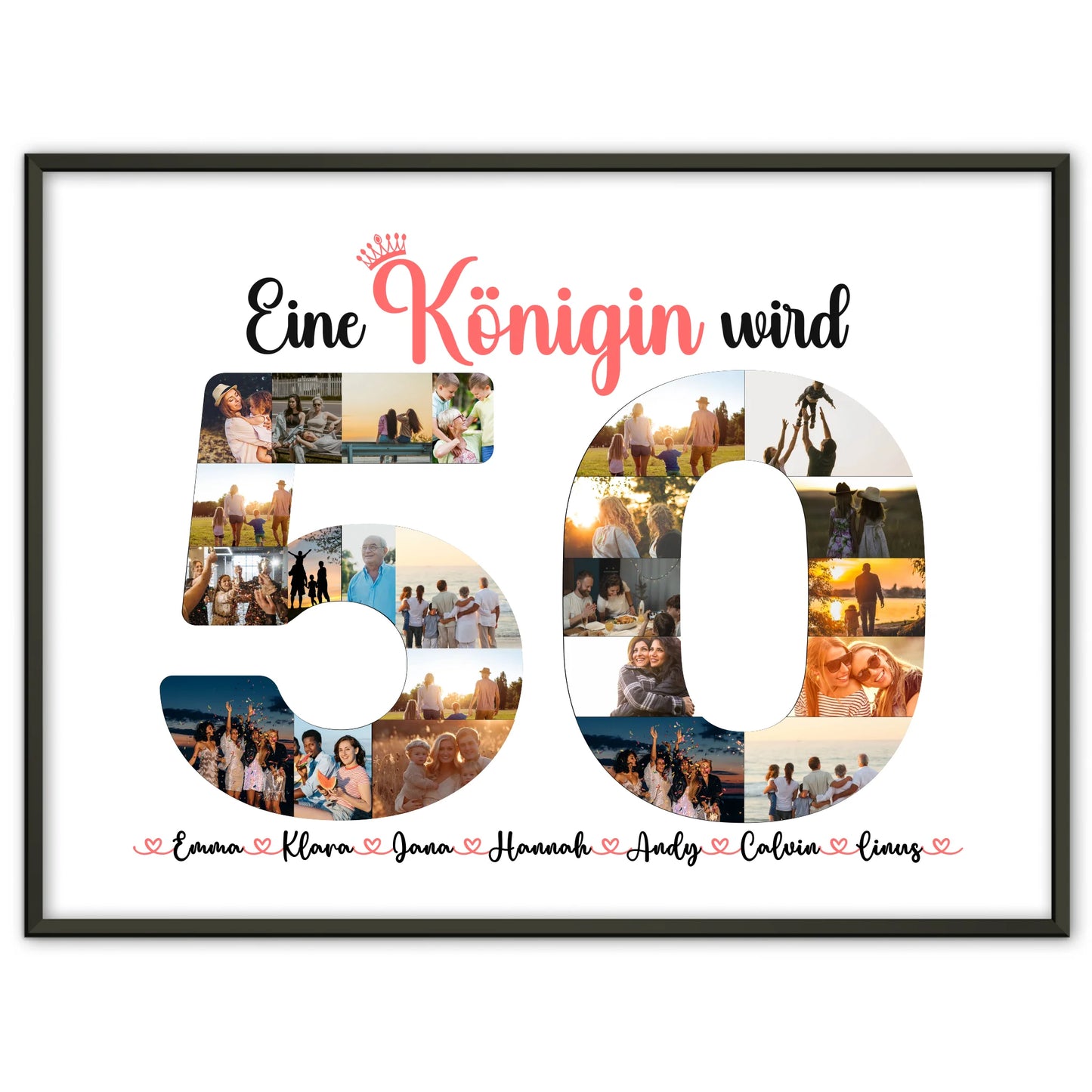 Personalisiertes Poster Königin wird 50 Geburtstag mit Fotos in Zahlen