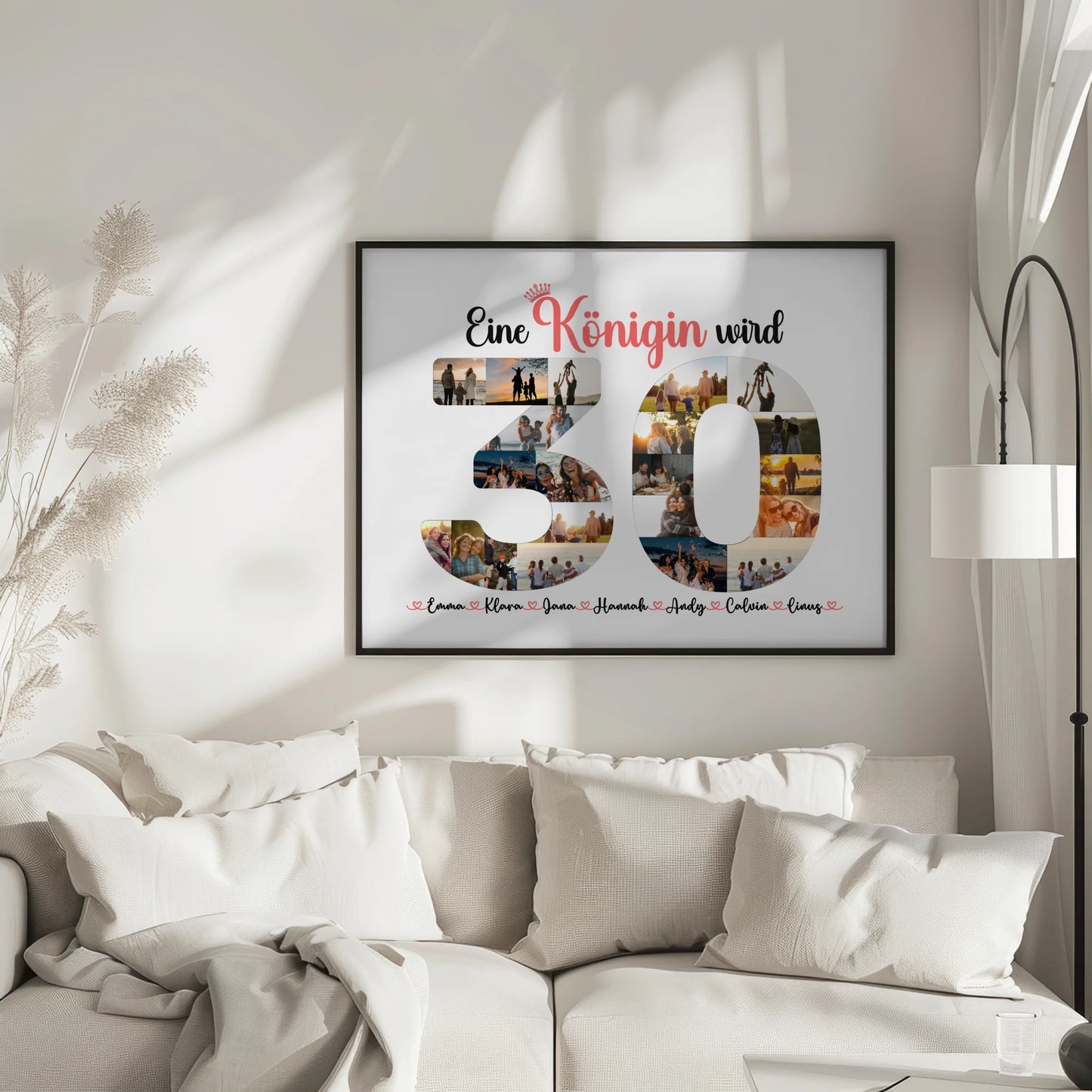 Geschenkposter personalisiert Königin wird 30 Geburtstag mit Fotos in Zahlen