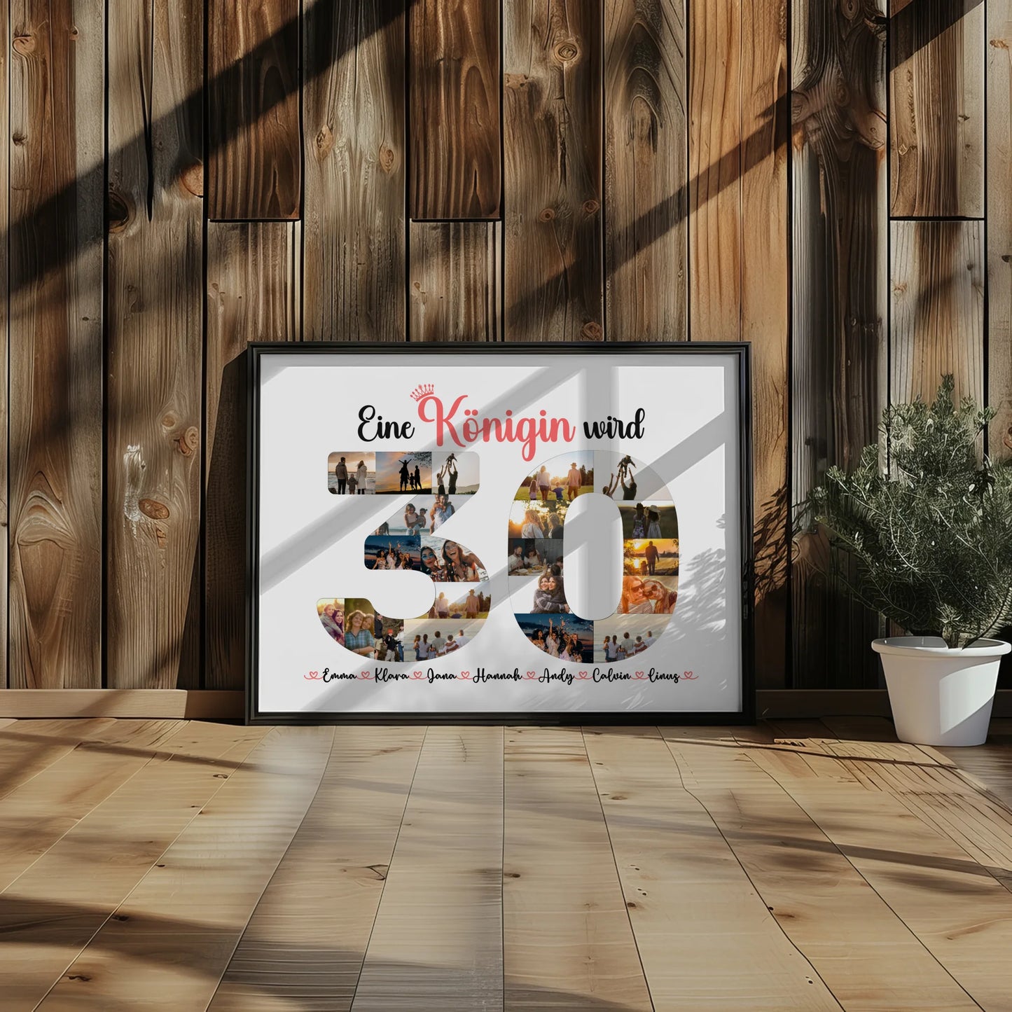 Geschenkposter personalisiert Königin wird 30 Geburtstag mit Fotos in Zahlen
