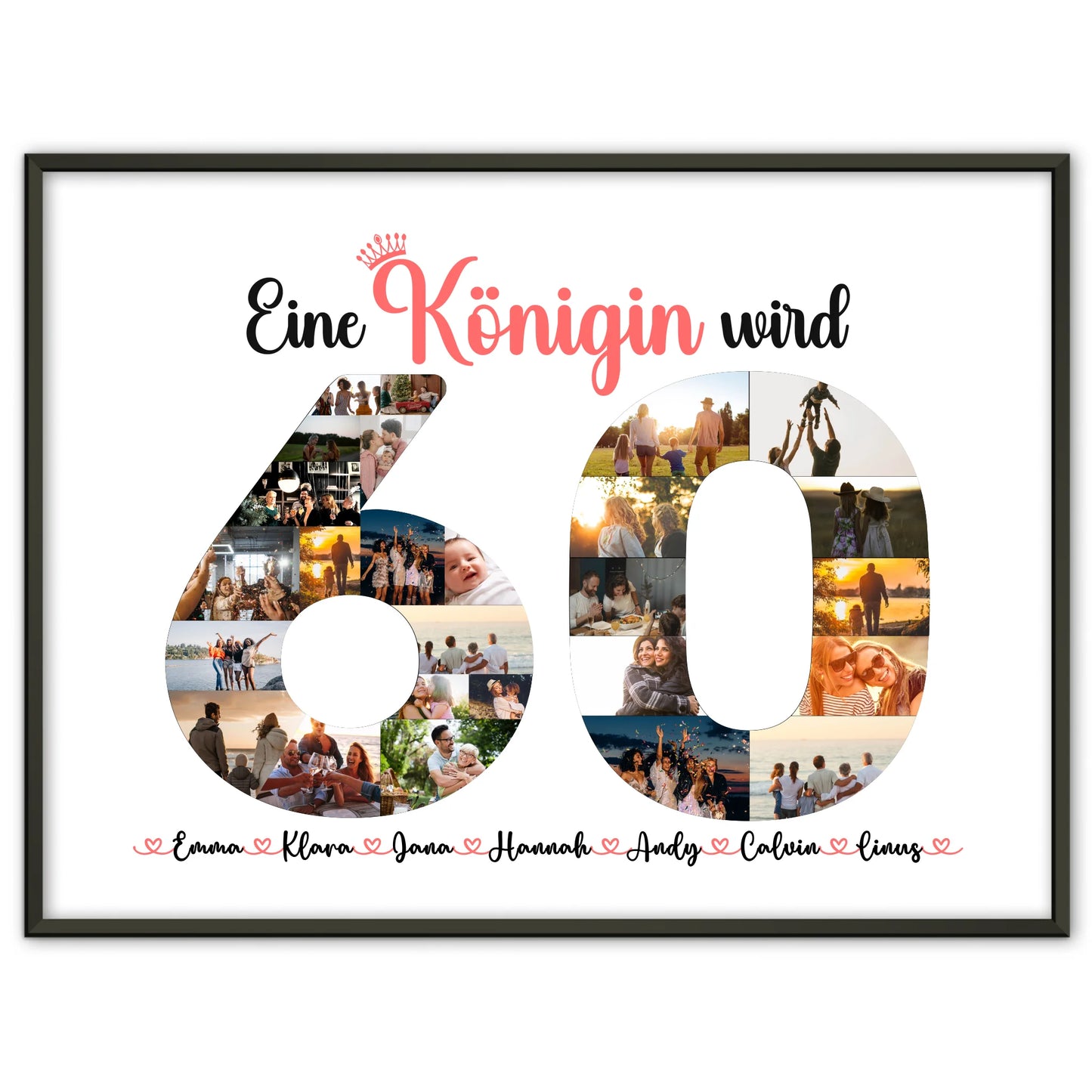 Geburtstagsposter personalisiert Königin wird 60 Geburtstag mit Fotos in Zahlen