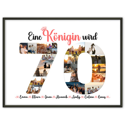 Individuelles Poster Königin wird 70 Geburtstag mit Fotos in Zahlen