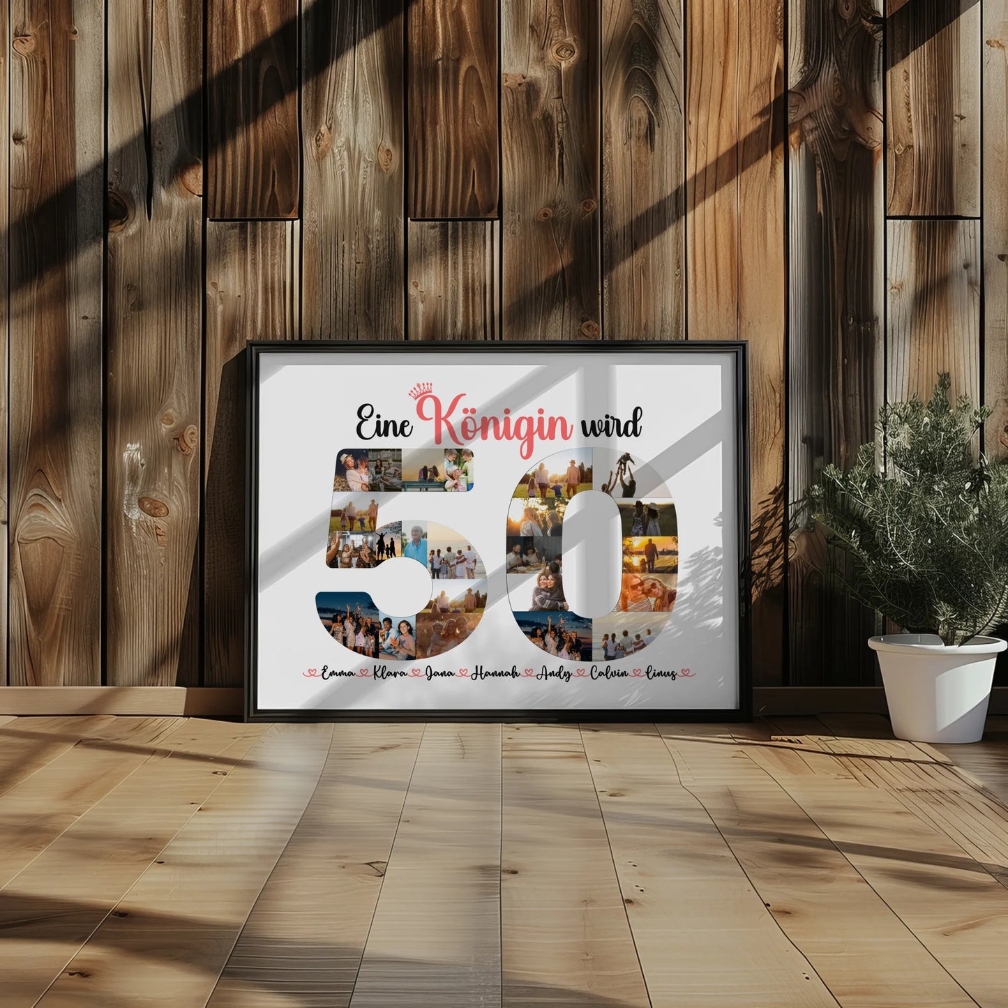 Personalisiertes Poster Königin wird 50 Geburtstag mit Fotos in Zahlen