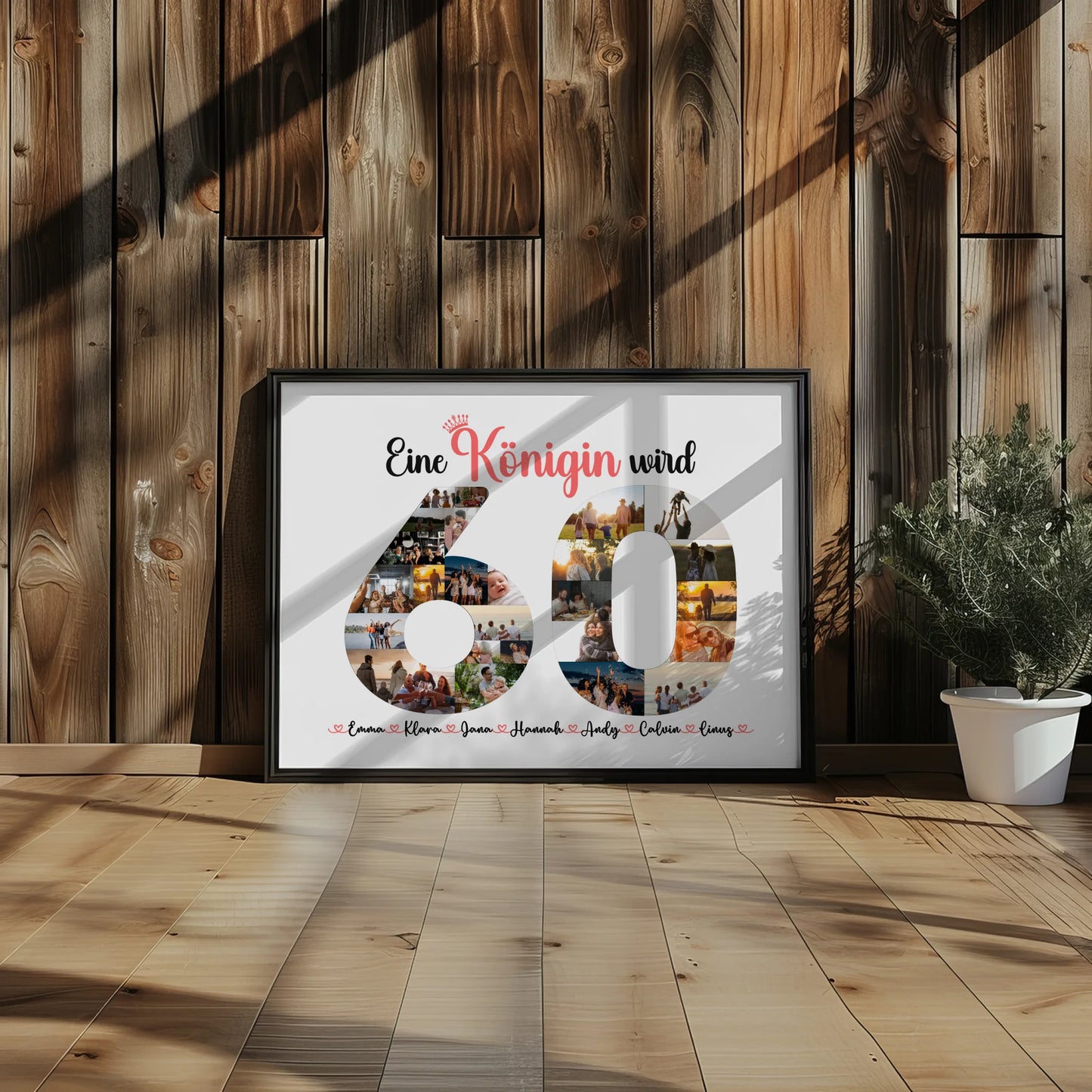 Geburtstagsposter personalisiert Königin wird 60 Geburtstag mit Fotos in Zahlen