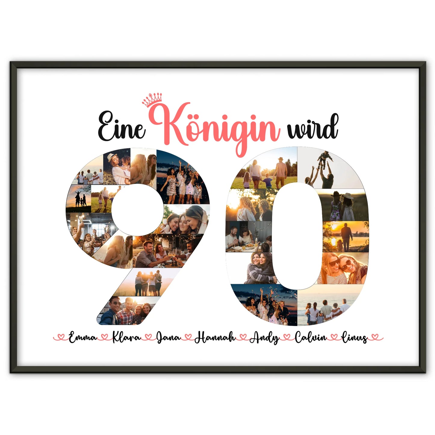 Poster Geschenk Königin wird 90 Geburtstag mit Fotos in Zahlen