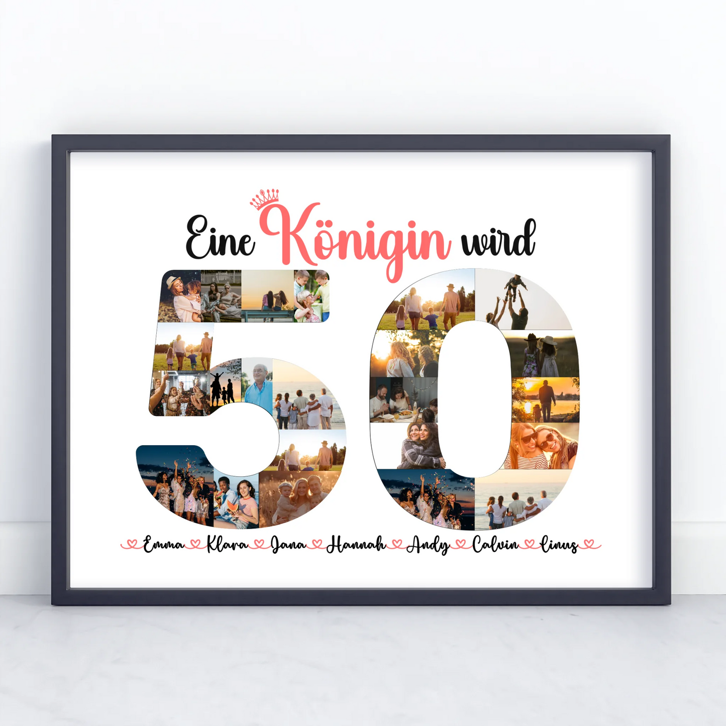 Personalisiertes Poster Königin wird 50 Geburtstag mit Fotos in Zahlen