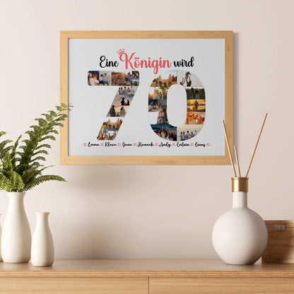 Individuelles Poster Königin wird 70 Geburtstag mit Fotos in Zahlen