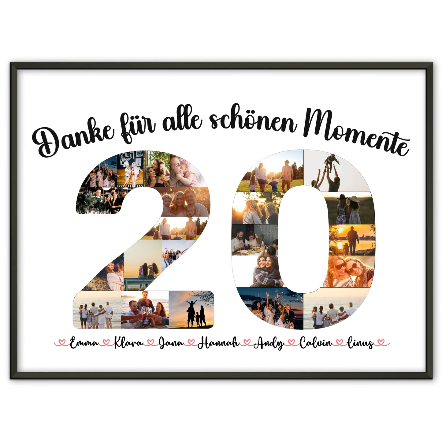 Geschenkposter individuell 20 Geburtstag Danke für Momente mit Fotos