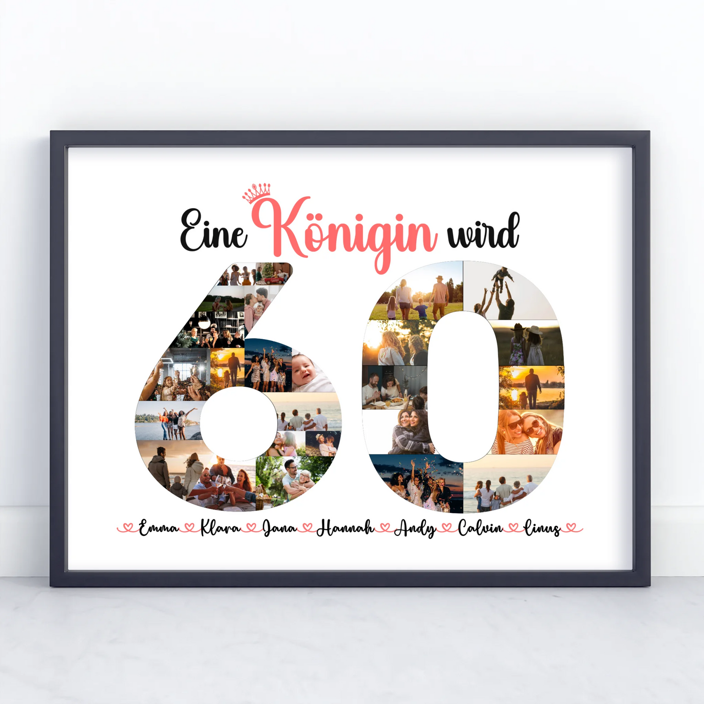 Geburtstagsposter personalisiert Königin wird 60 Geburtstag mit Fotos in Zahlen