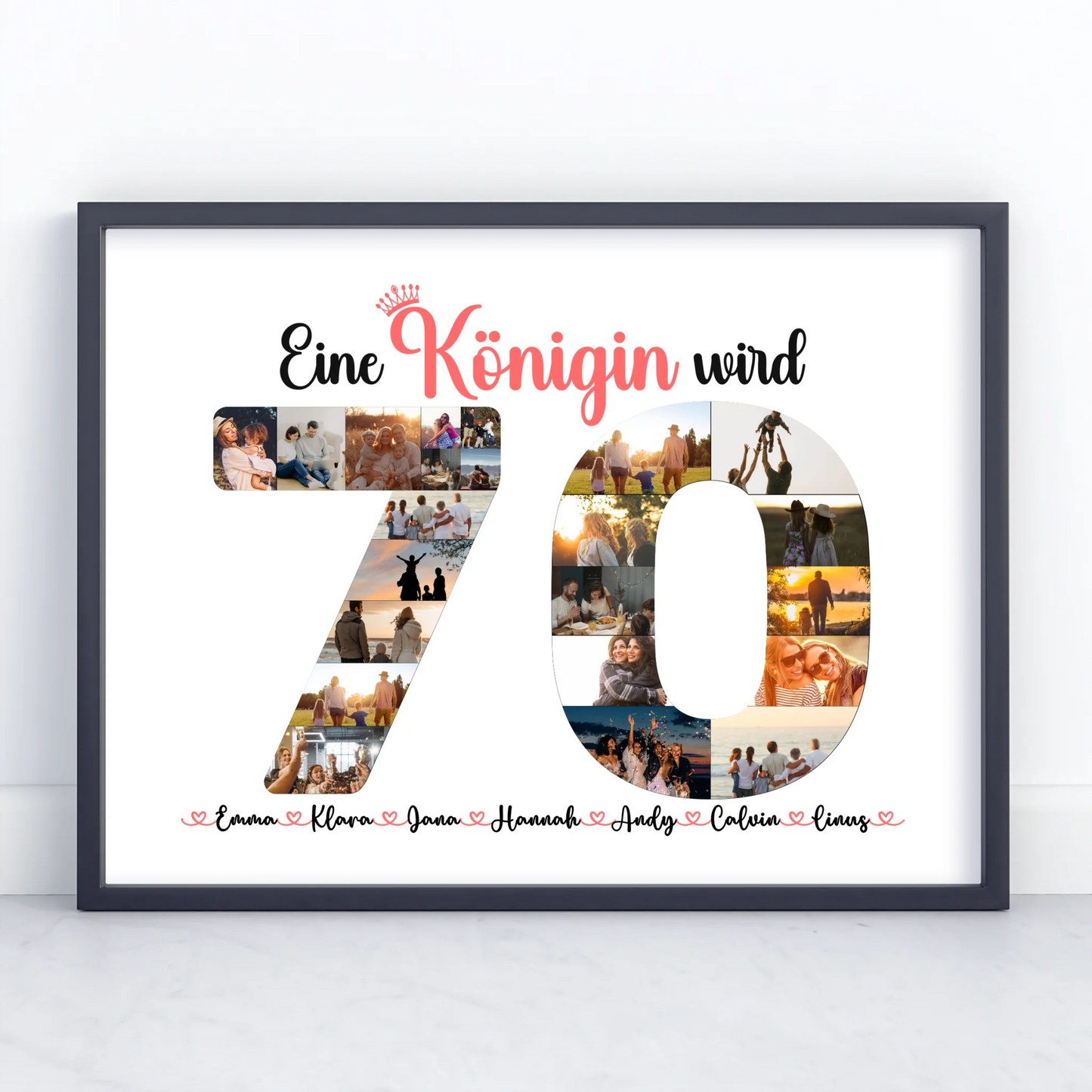 Individuelles Poster Königin wird 70 Geburtstag mit Fotos in Zahlen