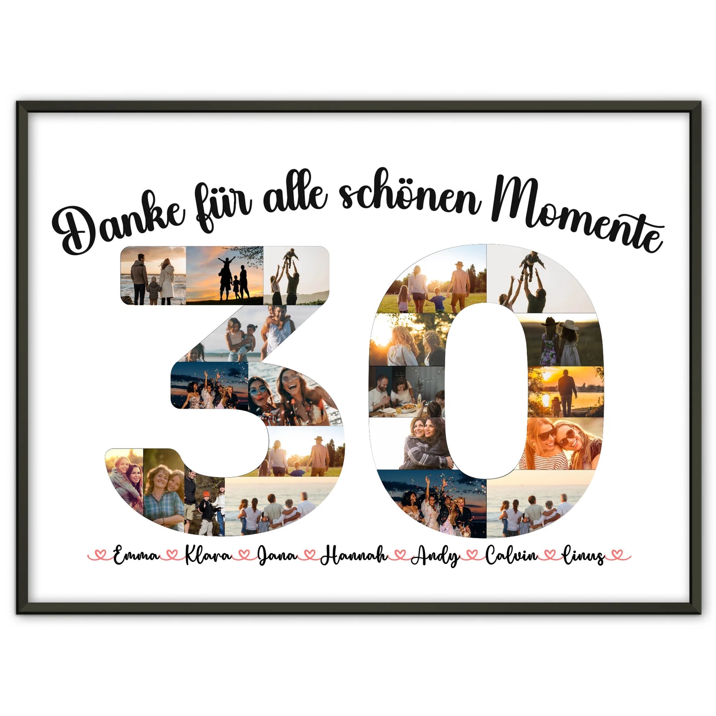 Poster als Geschenkidee 30 Geburtstag Danke für Momente mit Fotos