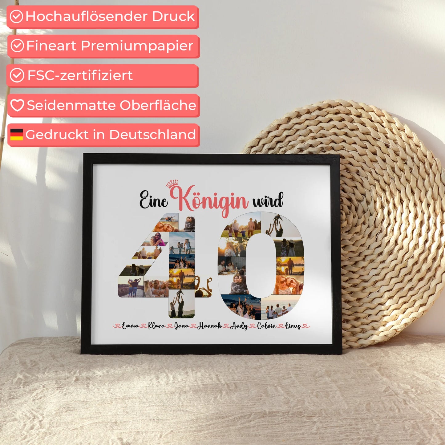 Poster personalisiert Königin wird 40 Geburtstag mit Fotos in Zahlen