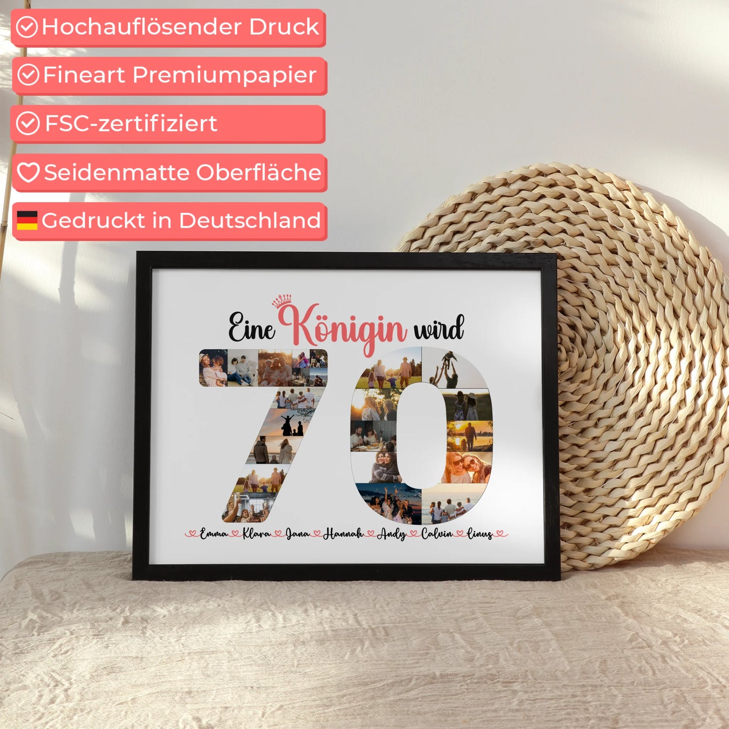 Individuelles Poster Königin wird 70 Geburtstag mit Fotos in Zahlen