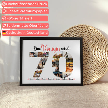 Individuelles Poster Königin wird 70 Geburtstag mit Fotos in Zahlen
