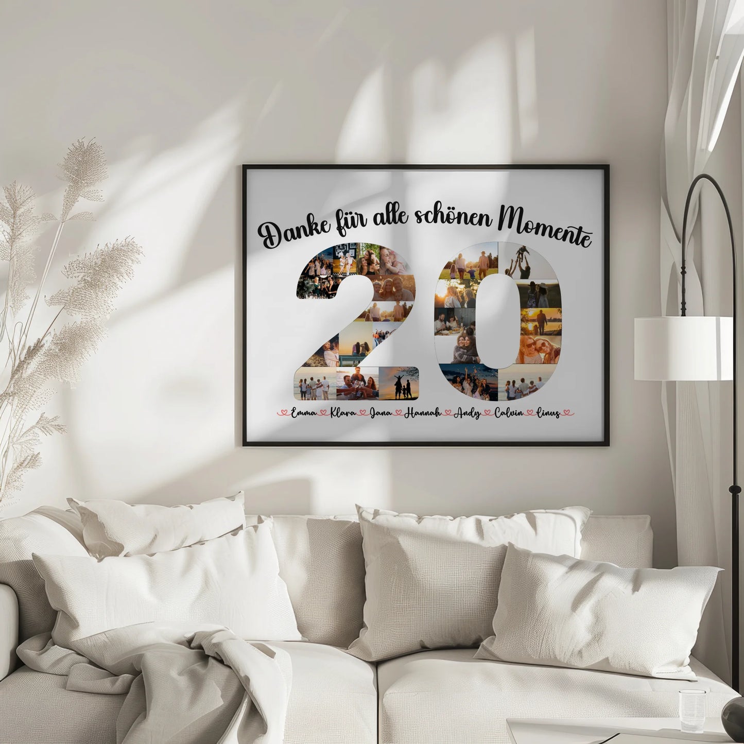 Geschenkposter individuell 20 Geburtstag Danke für Momente mit Fotos