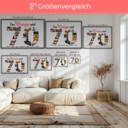 Individuelles Poster Königin wird 70 Geburtstag mit Fotos in Zahlen