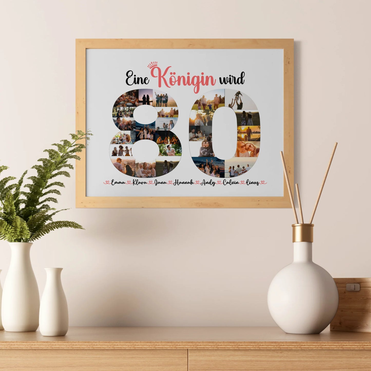Poster Geschenk personalisiert Königin wird 80 Geburtstag mit Fotos in Zahlen