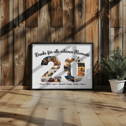 Geschenkposter individuell 20 Geburtstag Danke für Momente mit Fotos