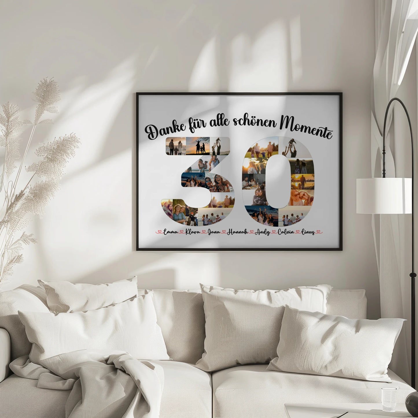 Poster als Geschenkidee 30 Geburtstag Danke für Momente mit Fotos