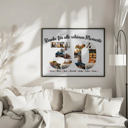 Poster als Geschenkidee 30 Geburtstag Danke für Momente mit Fotos