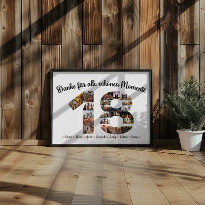 Eigenes Design Poster 18 Geburtstag Danke für Momente mit Fotos