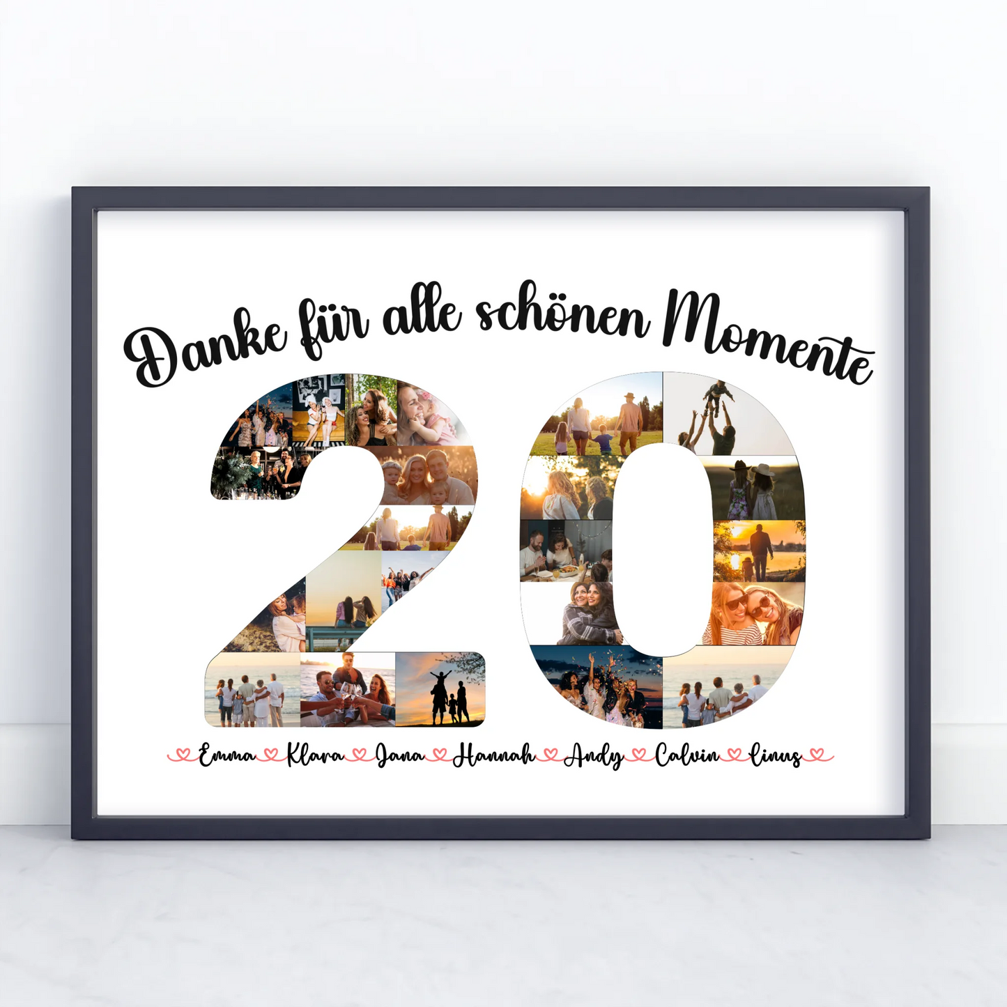 Geschenkposter individuell 20 Geburtstag Danke für Momente mit Fotos