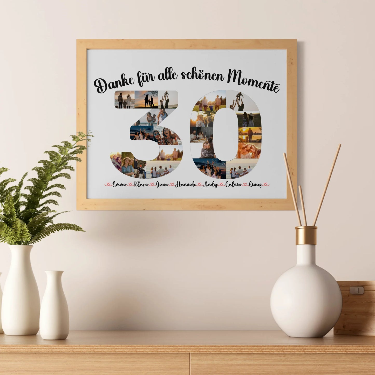 Poster als Geschenkidee 30 Geburtstag Danke für Momente mit Fotos