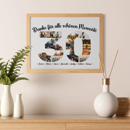 Poster als Geschenkidee 30 Geburtstag Danke für Momente mit Fotos