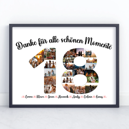 Eigenes Design Poster 18 Geburtstag Danke für Momente mit Fotos