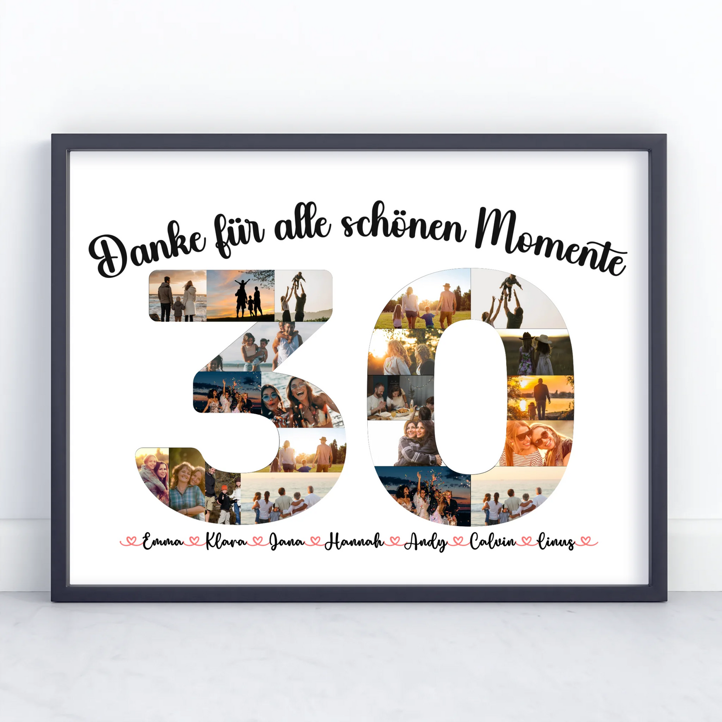 Poster als Geschenkidee 30 Geburtstag Danke für Momente mit Fotos