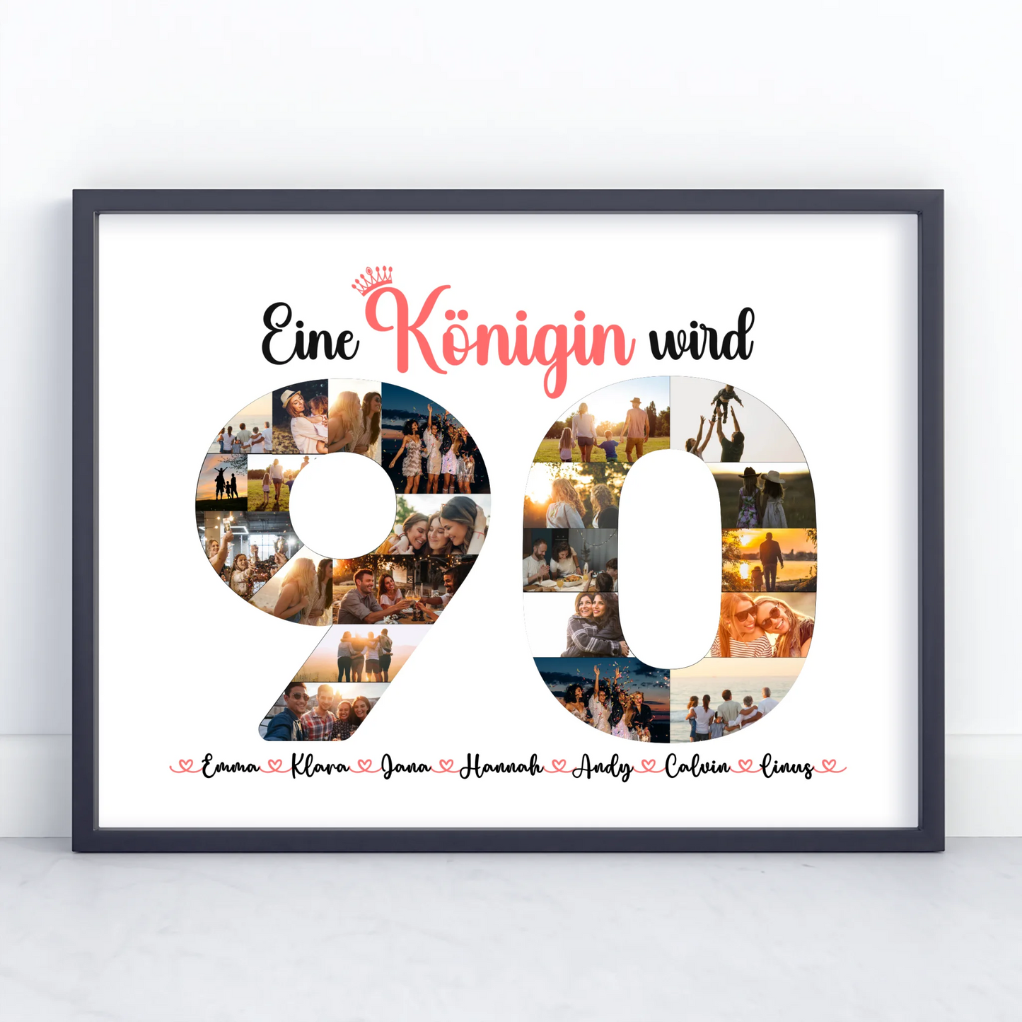 Poster Geschenk Königin wird 90 Geburtstag mit Fotos in Zahlen