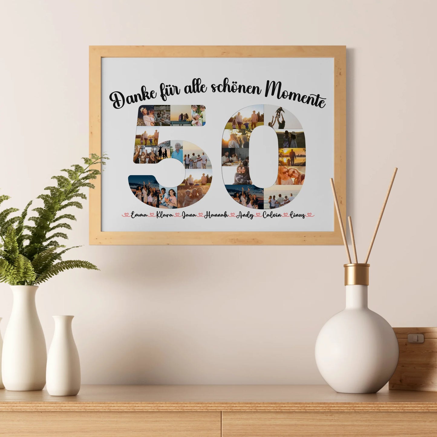 Geschenkposter personalisiert 50 Geburtstag Danke für Momente mit Fotos