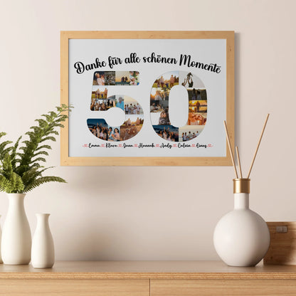 Geschenkposter personalisiert 50 Geburtstag Danke für Momente mit Fotos