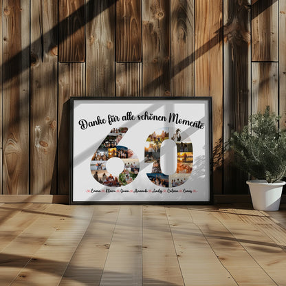 Poster personalisiert 60 Geburtstag Danke für Momente mit Fotos