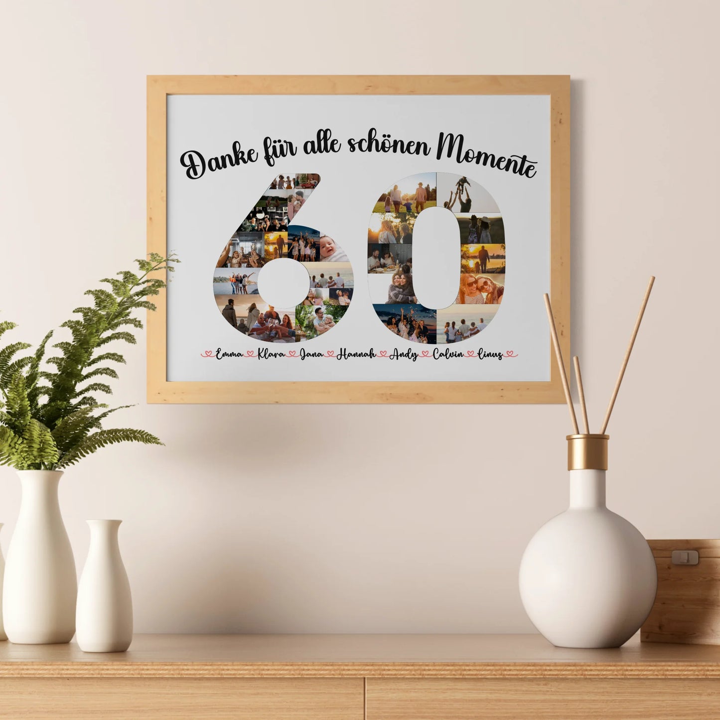 Poster personalisiert 60 Geburtstag Danke für Momente mit Fotos