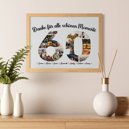 Poster personalisiert 60 Geburtstag Danke für Momente mit Fotos