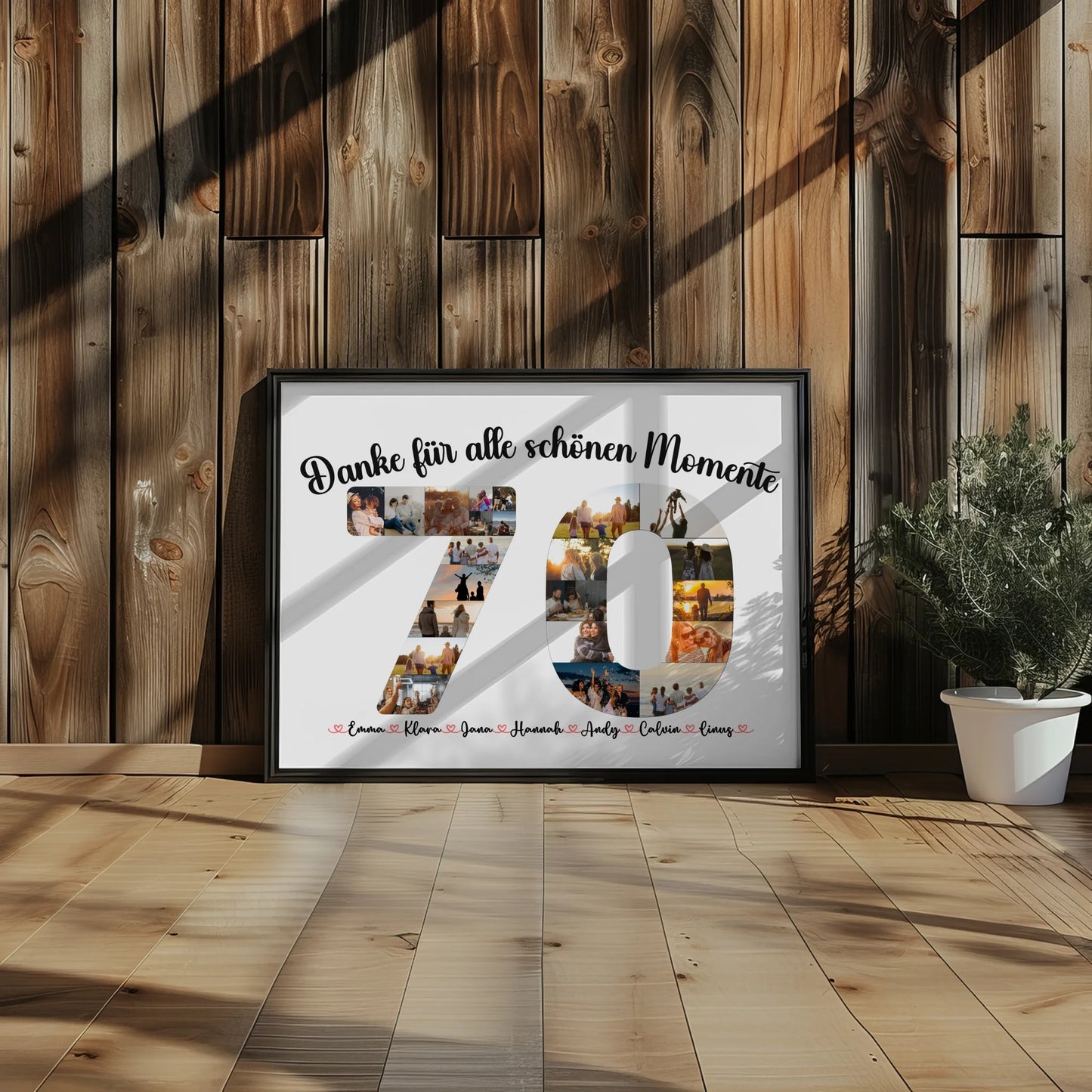 Personalisiertes Poster 70 Geburtstag Danke für Momente mit Fotos