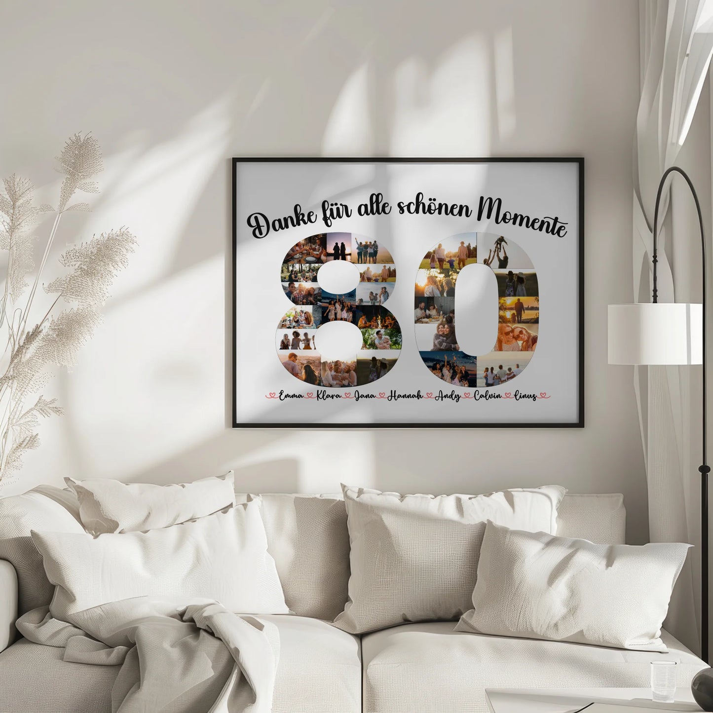 Geburtstagsposter personalisiert 80 Geburtstag Danke für Momente mit Fotos