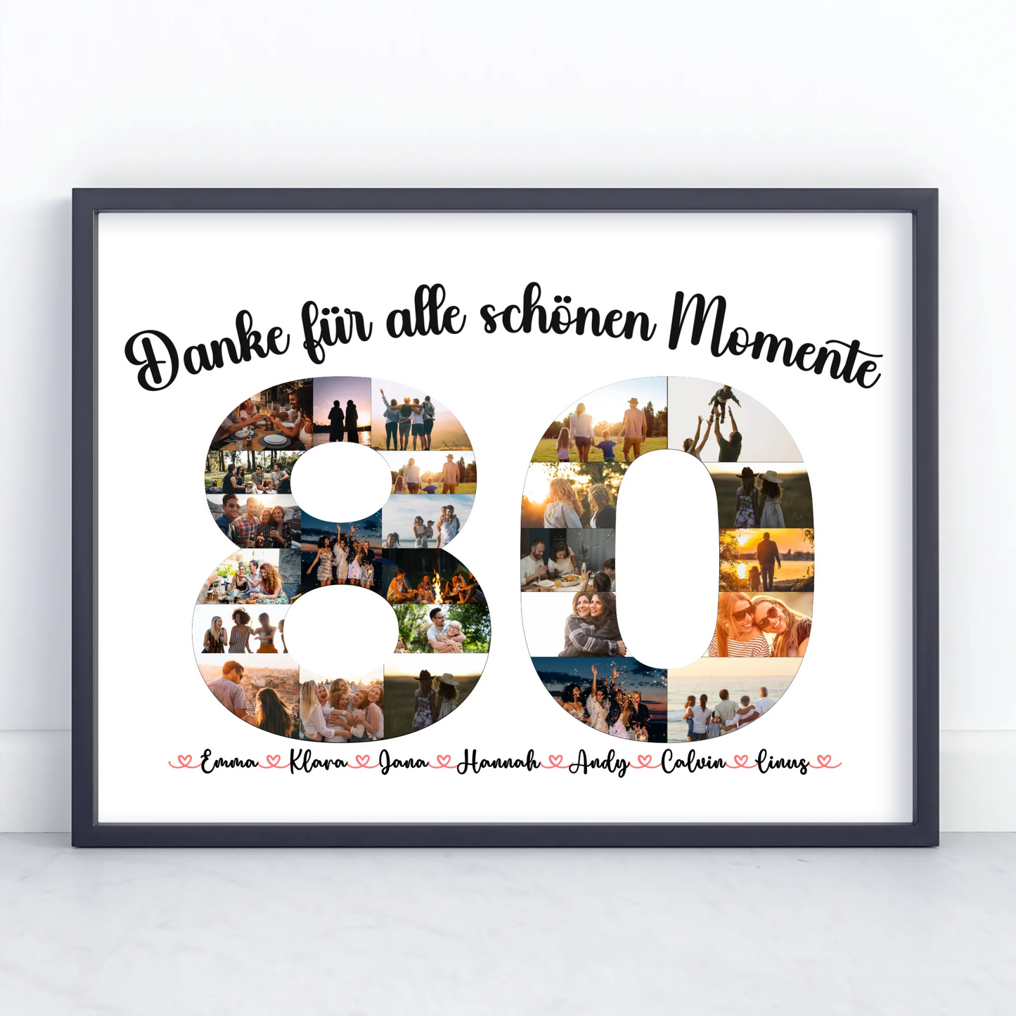 Geburtstagsposter personalisiert 80 Geburtstag Danke für Momente mit Fotos