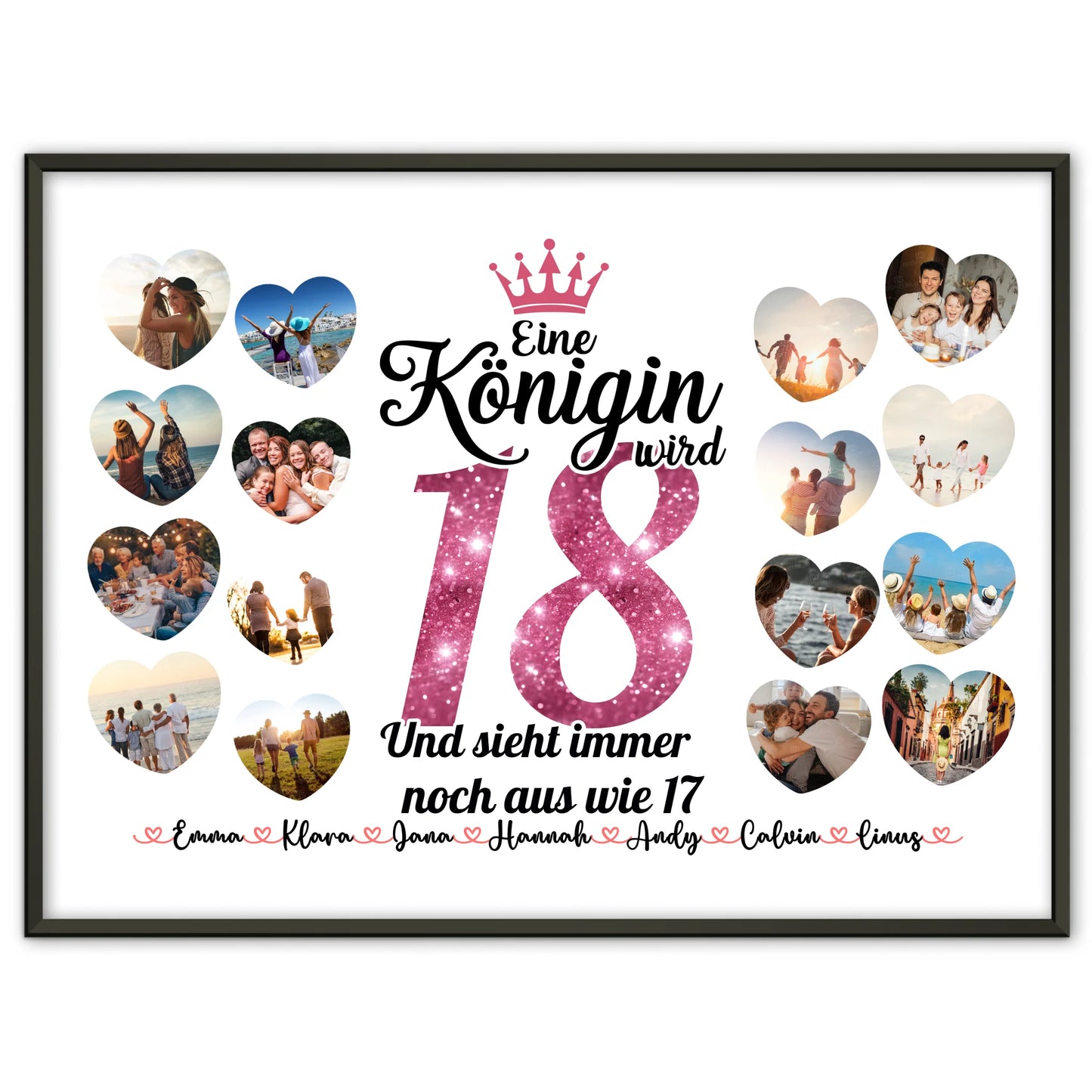 Poster personalisiert Königin wird 18 Geburtstag mit Herz Fotos